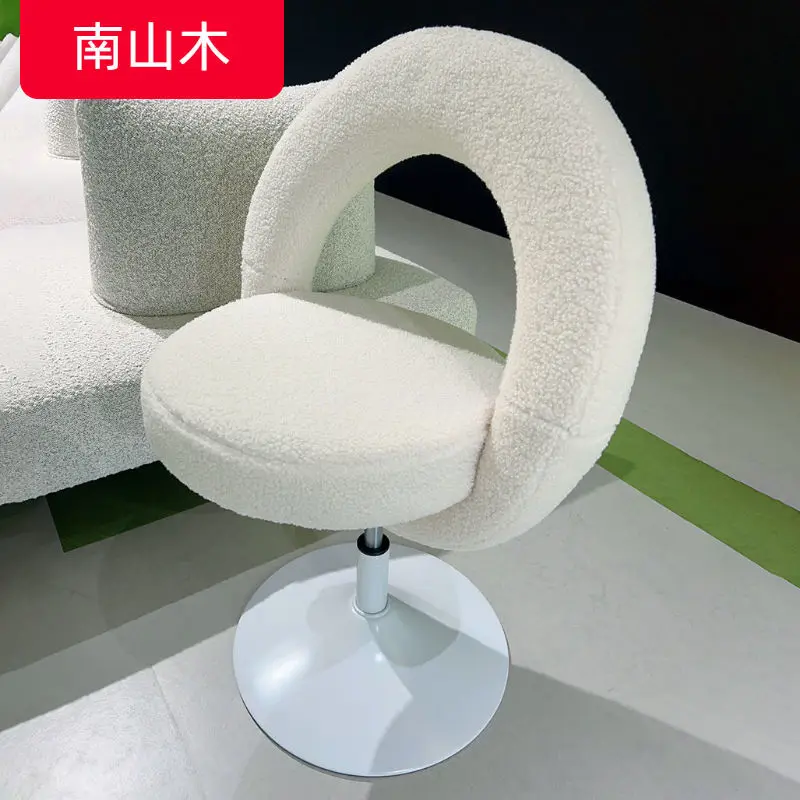 Cream Style Makeup Stool Minimalist Modern Lamb Velvet Manicure Home Bedroom Dresser Chair Furniture