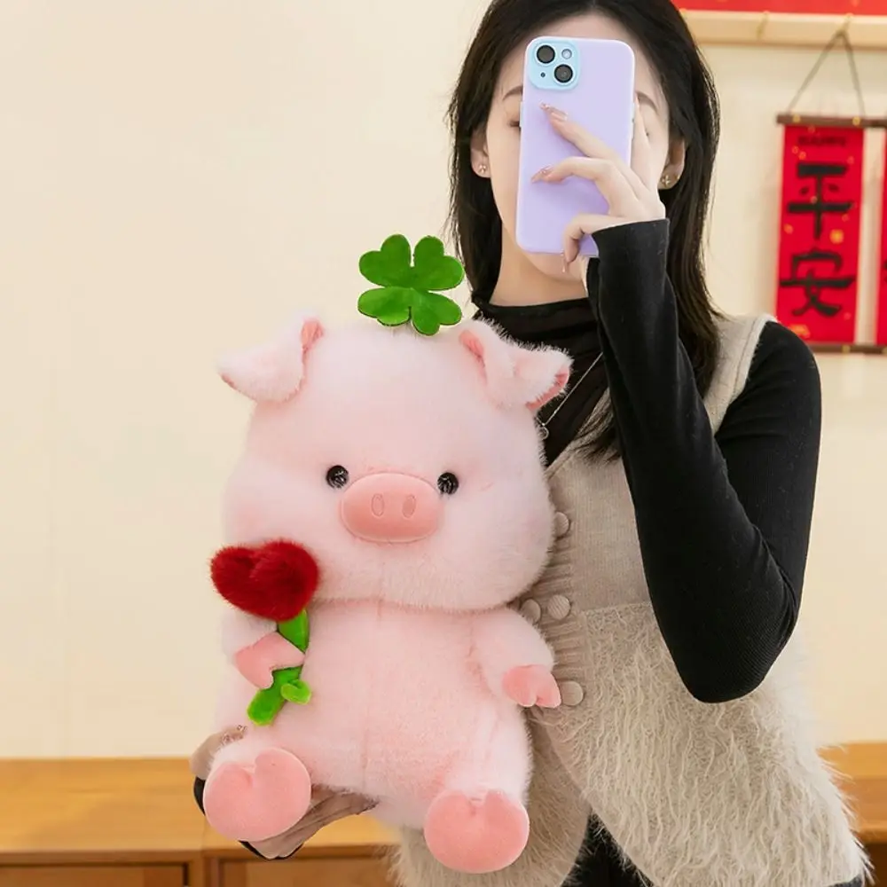 

Baby Sleep Doll PP Cotton Pig Hold Flower Doll Soft Interactive Stuffed Pig Plushie Ins Cartoon Pig Stuffed Dolls Home Decor