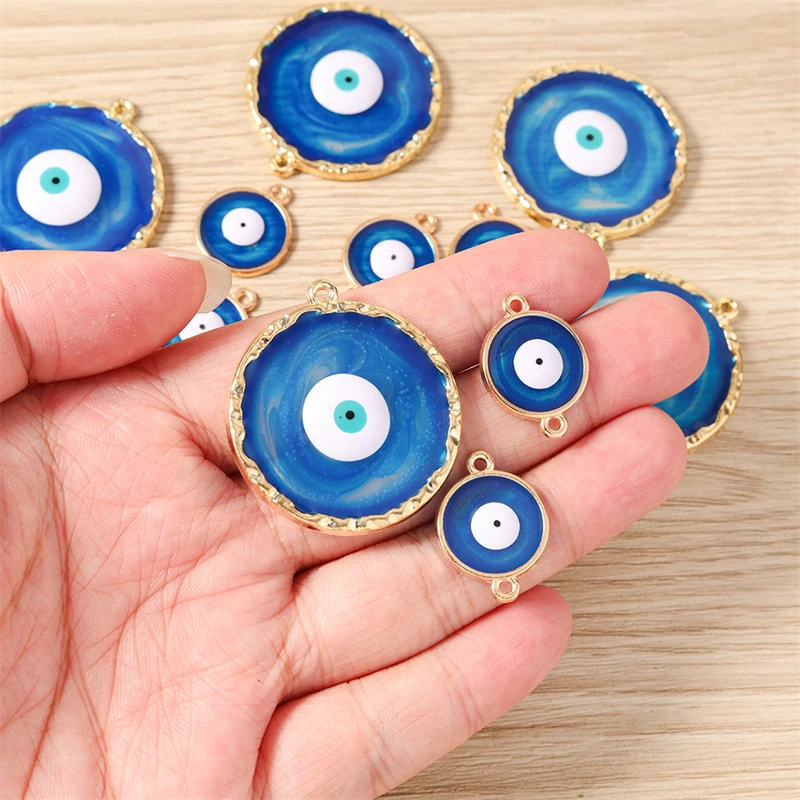 10 Stück Niedliche Emaille-Böses-Auge-Anhänger für die Herstellung von Halsketten, Ohrringen, Armbändern, DIY-Bastelarbeiten und Schmuckzubehör – Detail 3