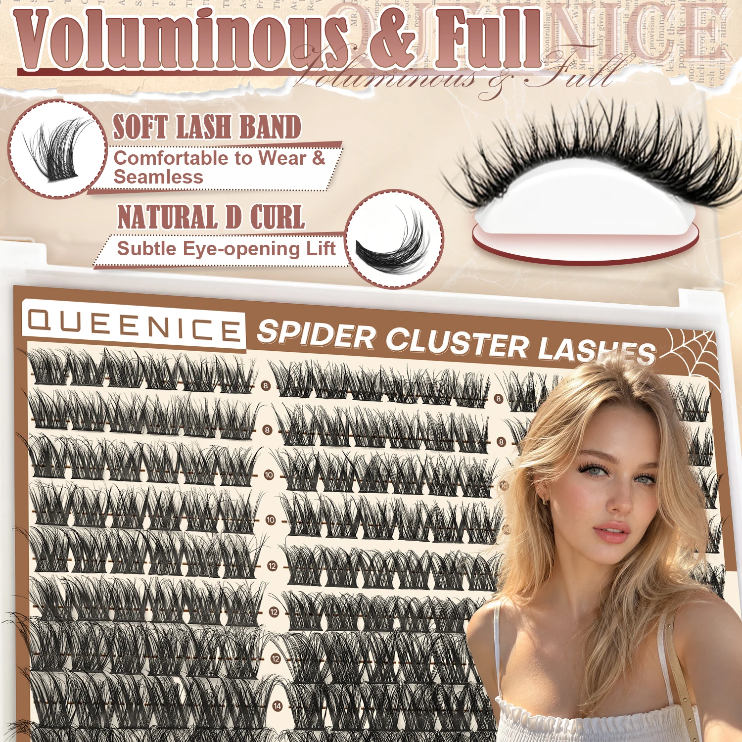 QUEENICE DIY Wimpernverlängerung 8-14mm Gemischte Längen Segmentierte Wimpern Bündel-Wimpern – Detail 2