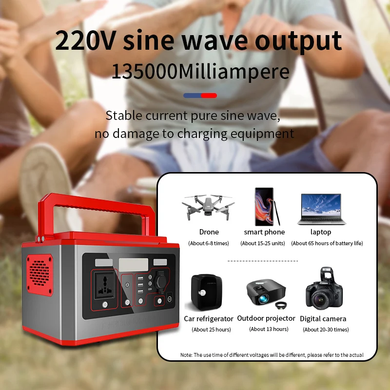 Portable Solar Power Station Outdoor Emergency Power Supply 500W / 577WH Solar Generator Fast Charging LifePo4 Battery