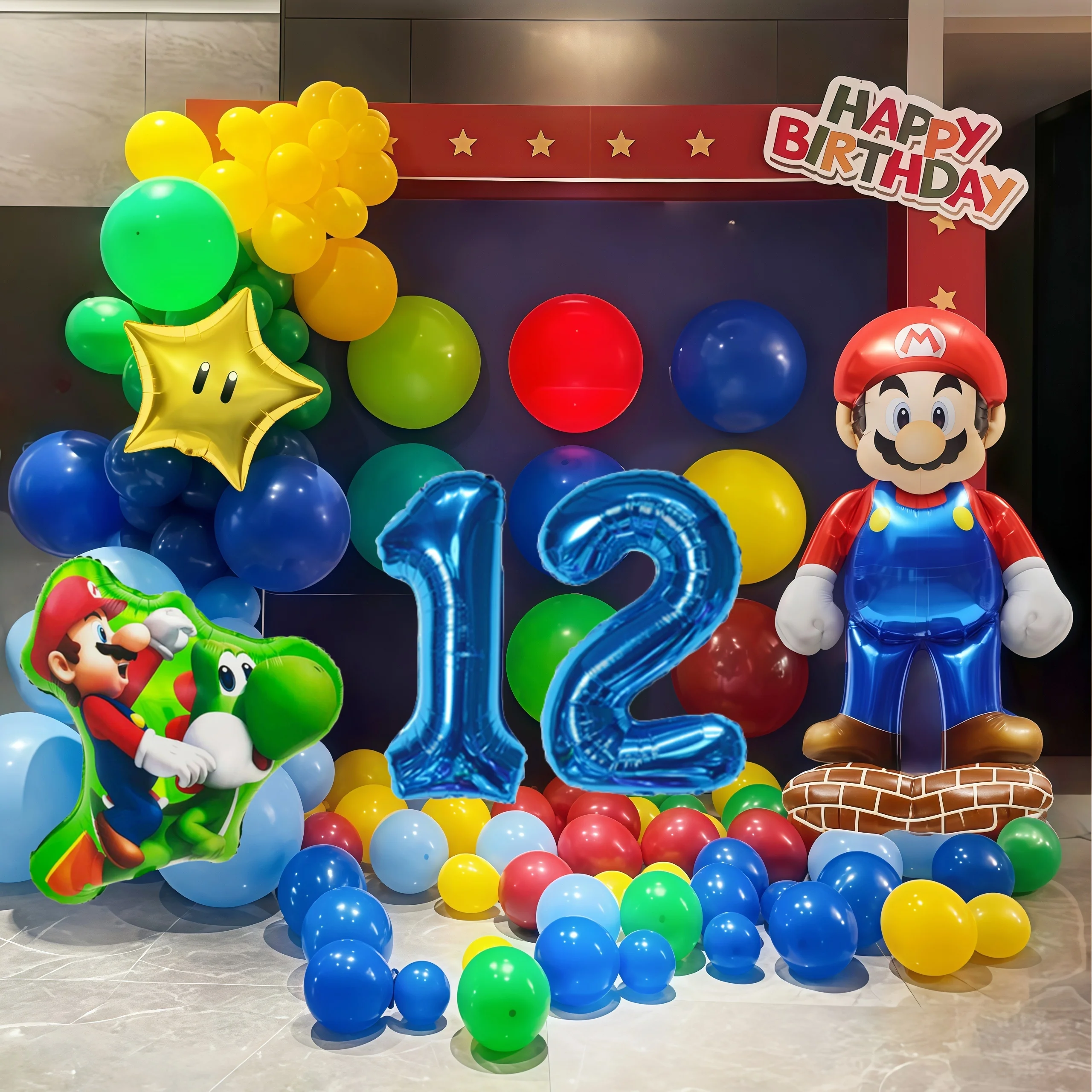 102 шт., воздушный шар с героями мультфильмов «Супер Марио», алюминиевая пленка, 32 дюйма, цифровой набор воздушных шаров, детский день рождения, дом, фоновое украшение