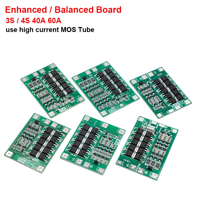 3S 4S 40A 60A Li-ion Lithium Battery 18650 Charger PCB BMS Protection Board with Balance For Drill Motor 14.8V 16.8V Lipo Module