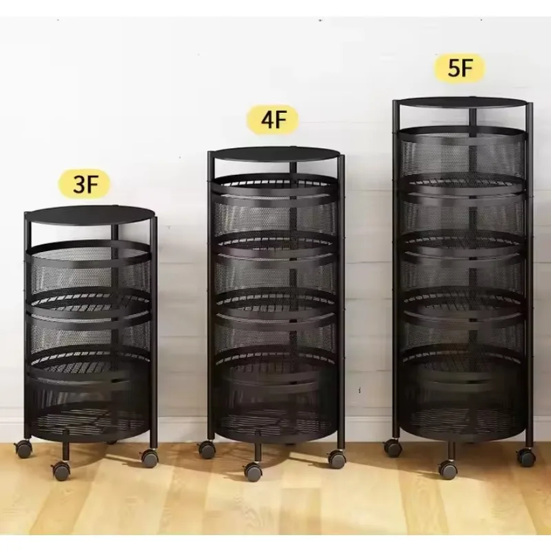 5-Layer rotatable metal storage rack 360-degree multi-layer vegetable basket bracket vertical storage cage