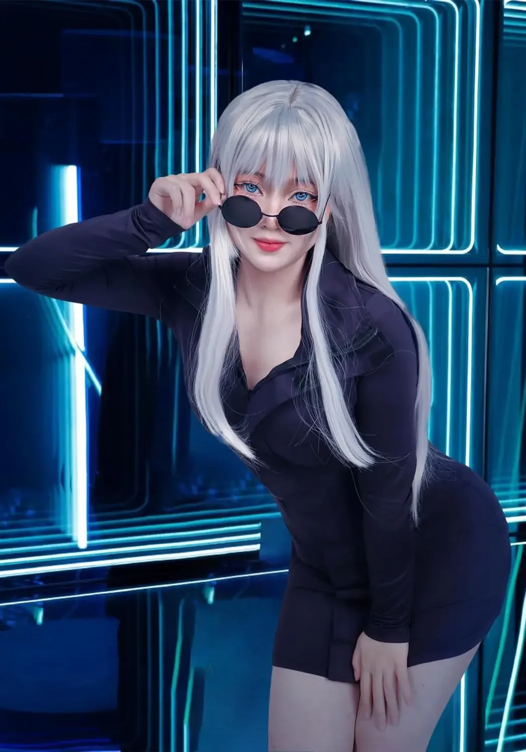 Satoru Frauen Cosplay Perücke Anime Lange Gerade Splitter Weiß JJK Kostüm Zubehör Silber Weiß Perücken Party Kostüm