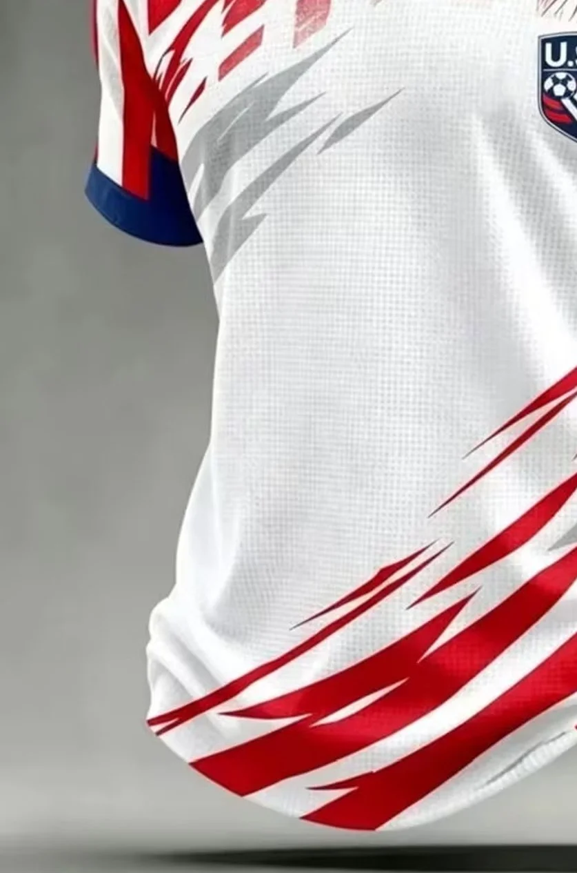 Printed Design – Smooth Texture | Fashionable Casual Sportswear | USA Patriotic Motifs | Soccer Jersey | Statue of Liberty | Sta
