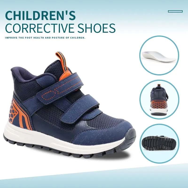 PRINCE PARD Orthopedic Toddler Kids Shoes with Arch Support Corrective Insoles, Children Sneakers for Toe Walking Flat Feet