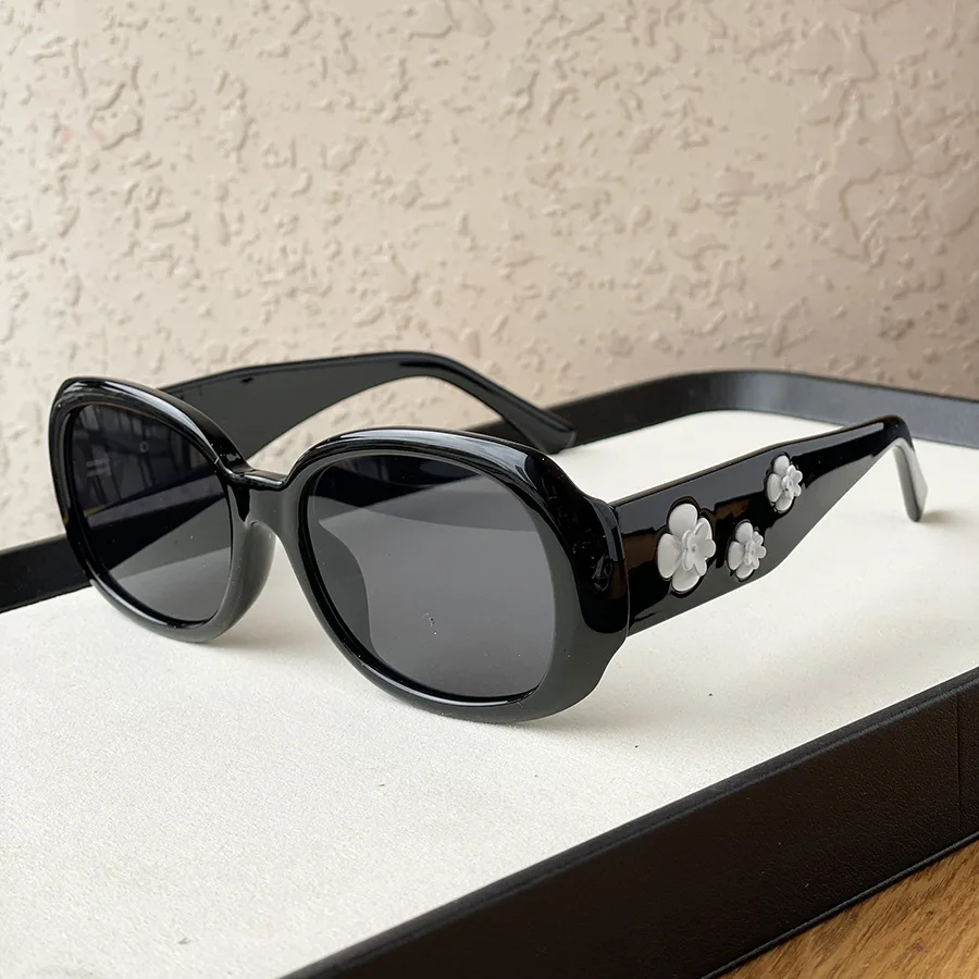 

2025 New Fashion Camellia Sunglasses Women's High-end Oval Anti-ultraviolet Three-dimensional Flower Sun Glasses Ladies UV400