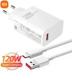 Xiaomi 120W USB GaN Charger Fast Charging EU/US Plug Cellphone Adapters For IPhone Samsung Quick Charge Charger 10A Type C Cable