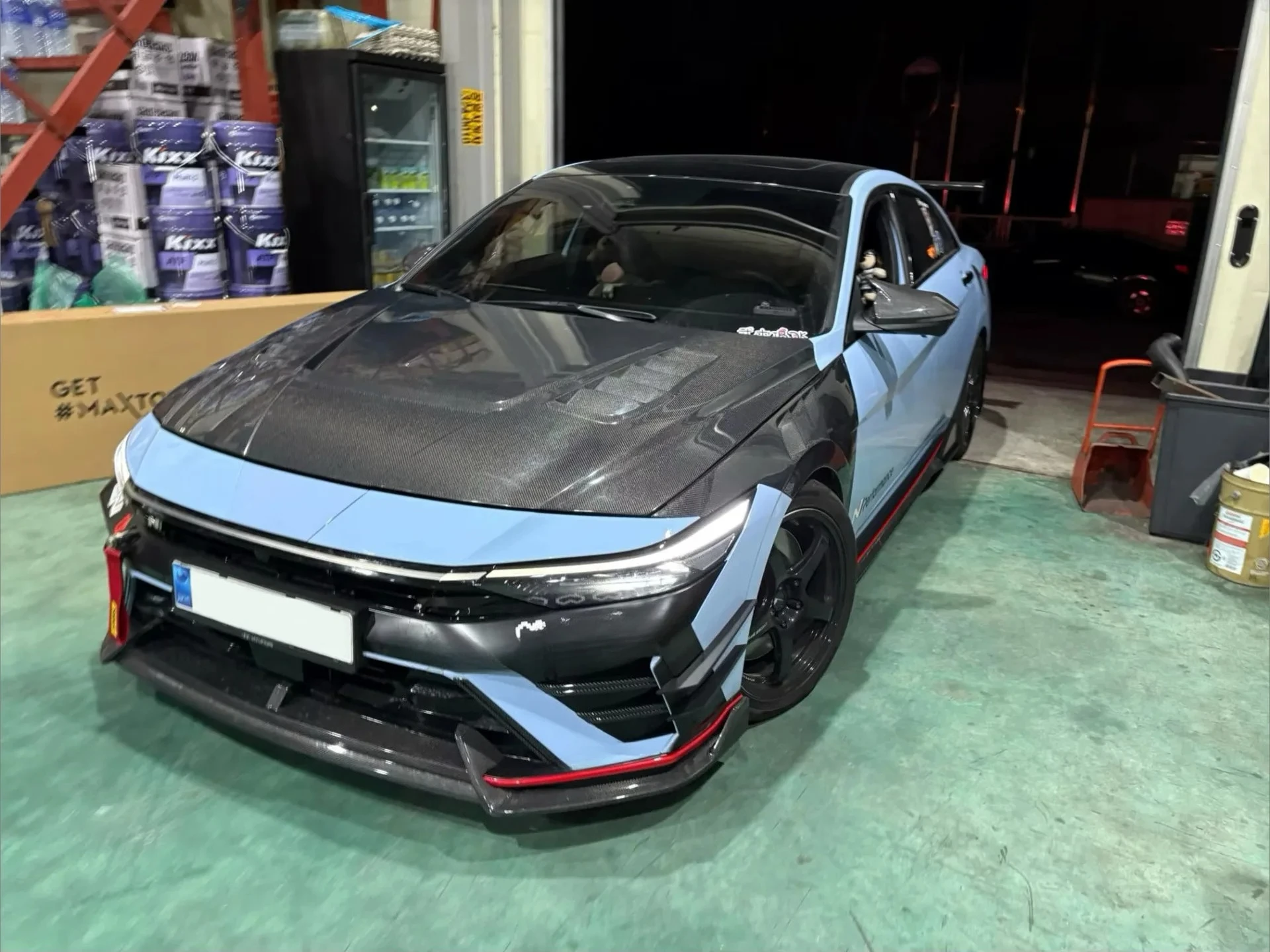 현대에 적합, Elantra N 23 + 탄소 섬유 EPA2 전면 후드 후드 개방 열 방출 수정