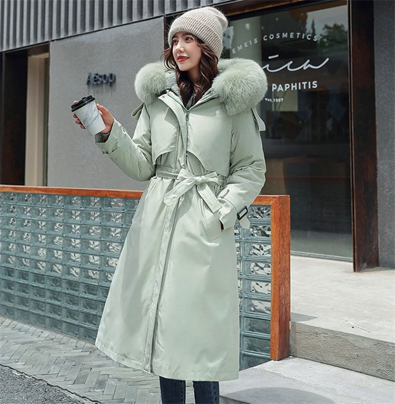 2026 New Winter Jacket Women's Parkas Thick Warm Fur Lining Long Parka Female Hooded Fleece Padded Coat Distachable Outwear 5XL