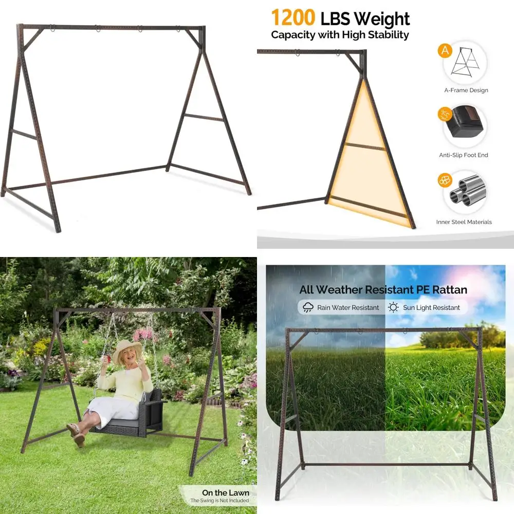 حامل أرجوحة الروطان الخارجي شديد التحمل بطول 7 أقدام مع إطار معدني وحلقات تعليق بسعة 1200 رطل #1