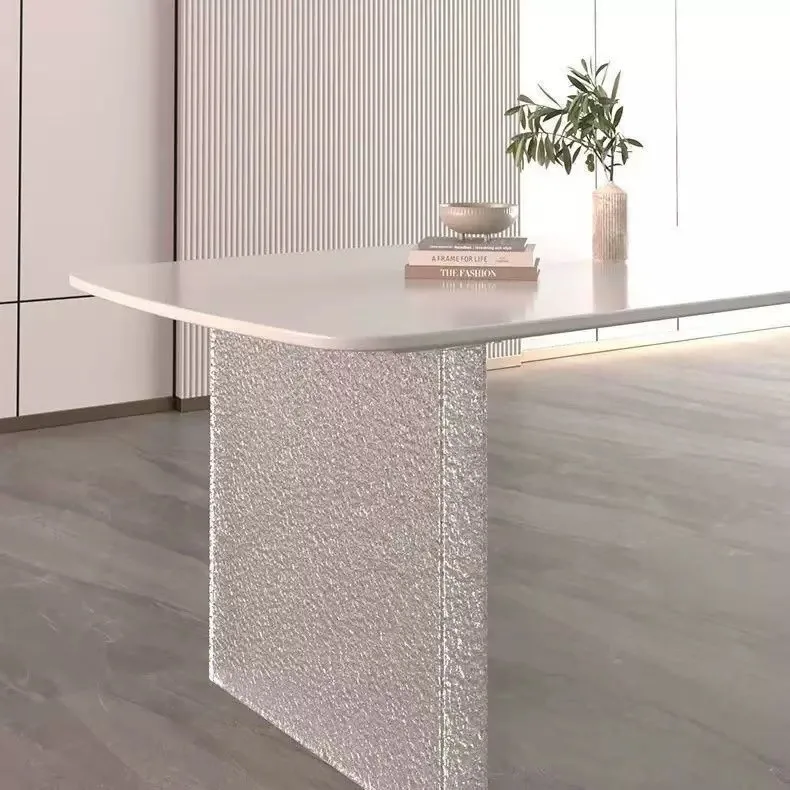 

Arc C type gradual change stone pattern water ripple acrylic suspension table leg support frame customization