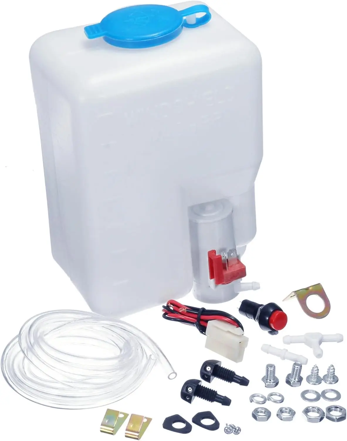 1.8L 12V Windshield Washer Pump Reservoir Tank Kit With Hose Switch For Truck SUV RV Auto Cleaning Repair Tool Windscreen Wipers 4