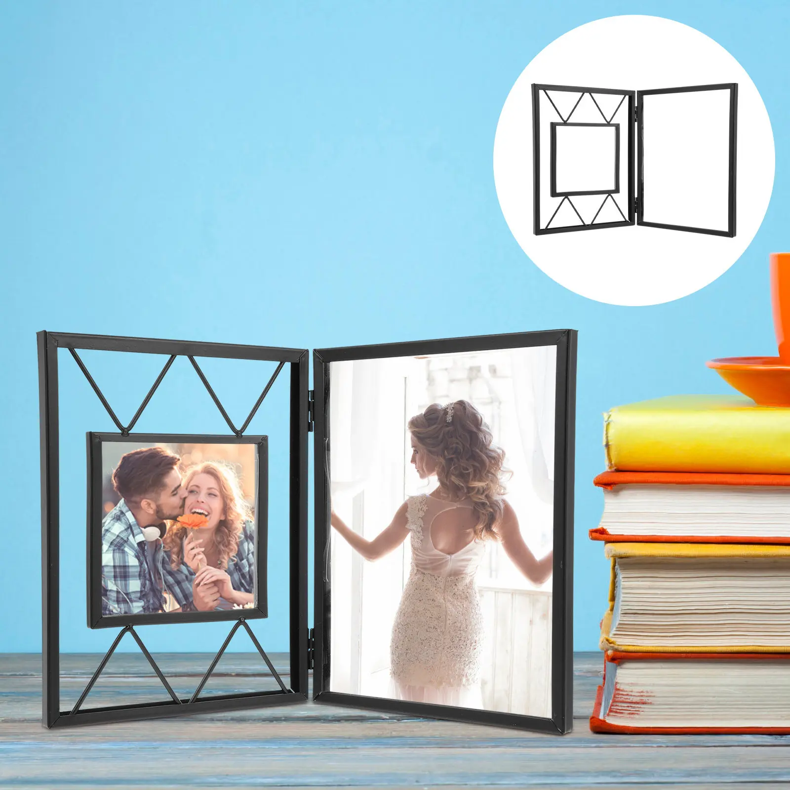 

Iron Metal Photo Frame Simple Style Desktop Picture Holder for Home Office Decor Graduation Gift Photo Display Container