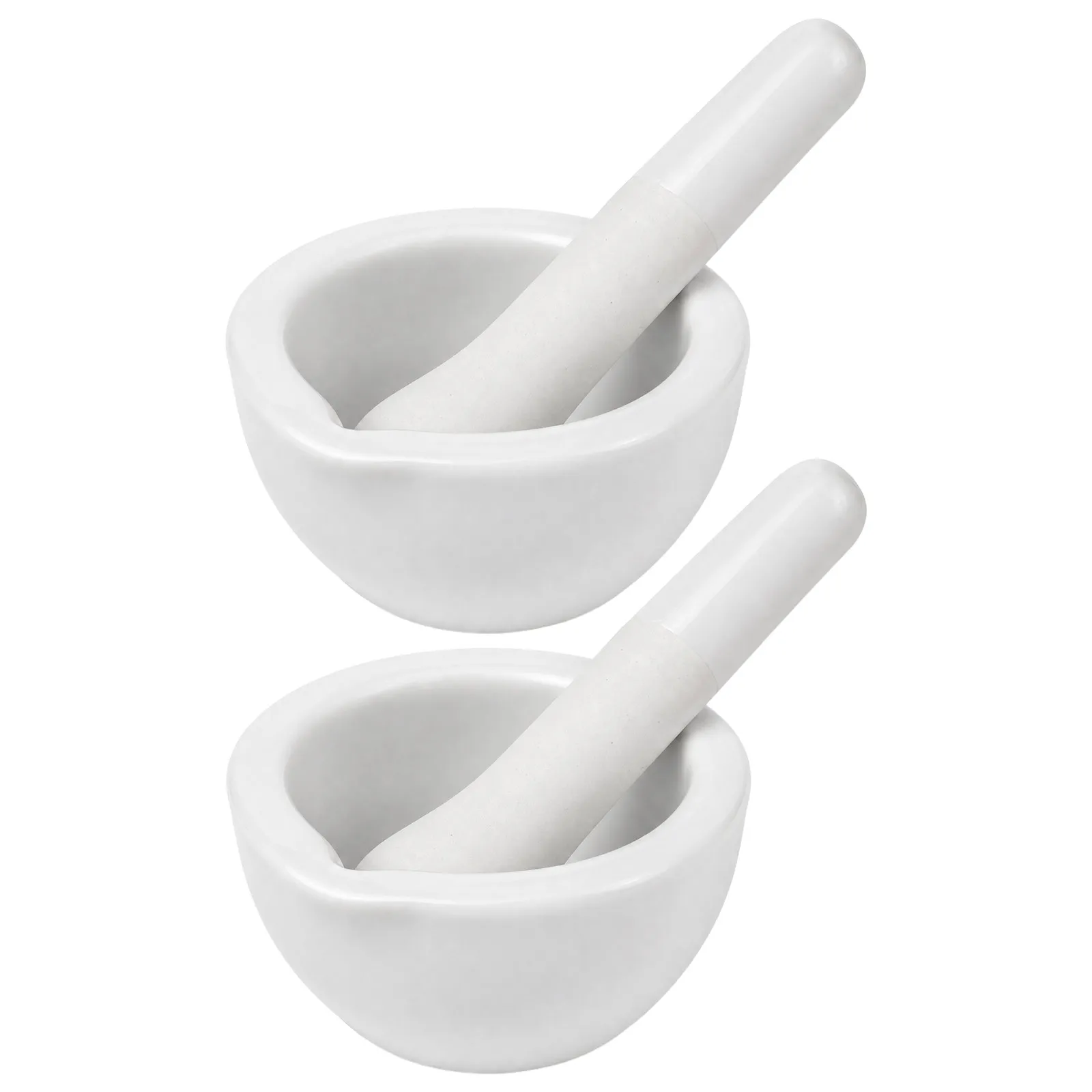 2Sets Porcelain Pestle Tool Set Premium Material Fast Efficient Grinding Medicine Pounding Masher Kitchen Lab Supplies