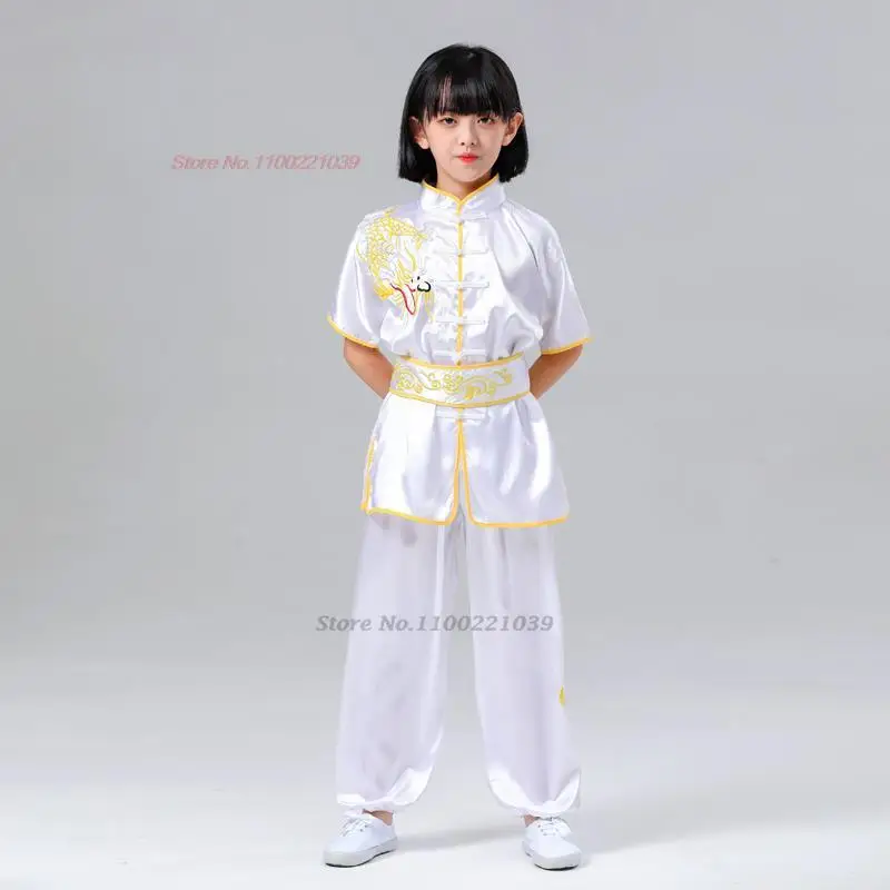 2024 traditional chinese kung fu costume children national dragon embroidery wushu uniform kung fu shaolin wing-chun clothing