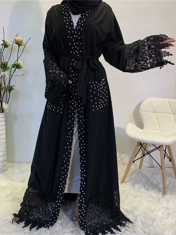 Ramadan Eid Black Kimono Abaya Damen Islam Prayer Clothes Women Muslim Dress Kebaya Kaftan Robe Musulmane Caftan Marocain Femme