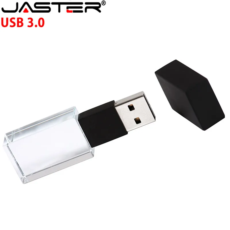 JASTER New Crystal USB Flash Pen Drive Custom Logo Cle USB 3.0 4GB 16GB 32GB 64GB Wedding Gift Pendrive (Over 10pcs Free Logo)