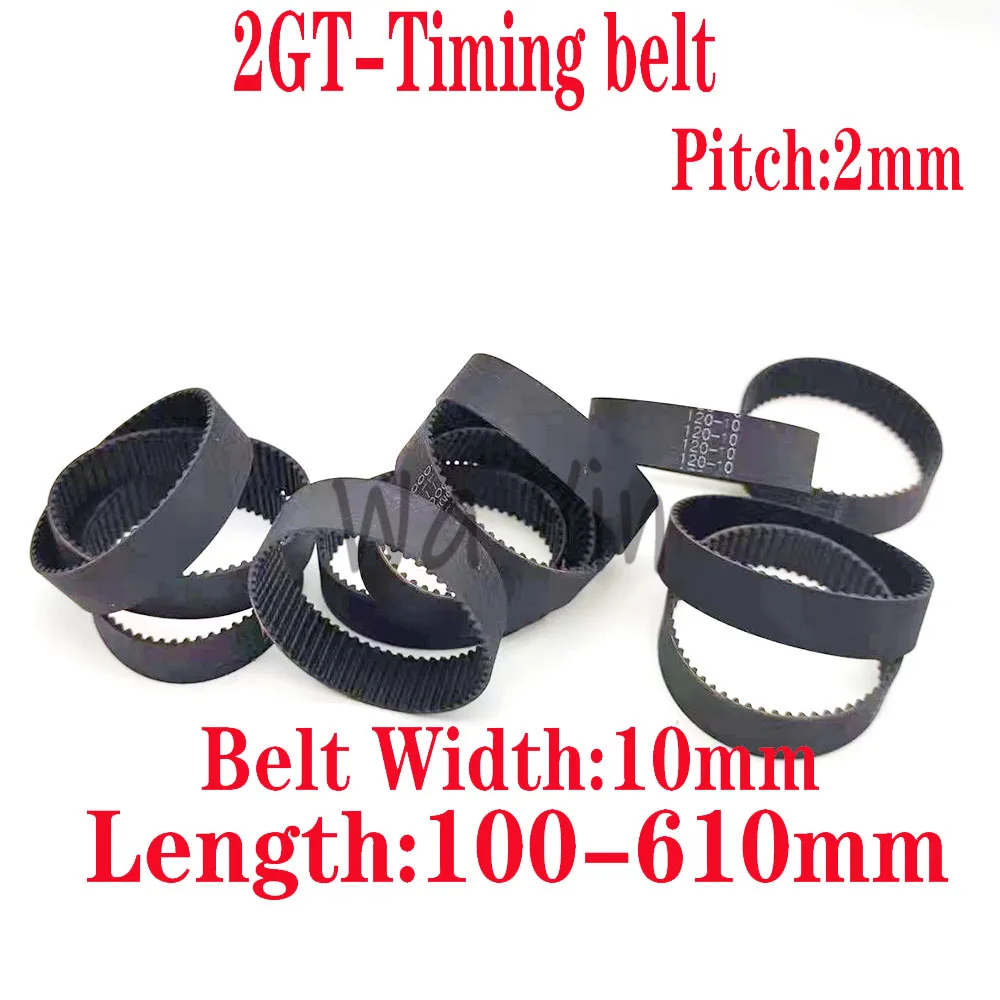 2GT Annular Closed Loop Belt, Circumference 100-610mm, Width 10mm, Rubber Synchronous Belt, Mechanical Transmission Belt