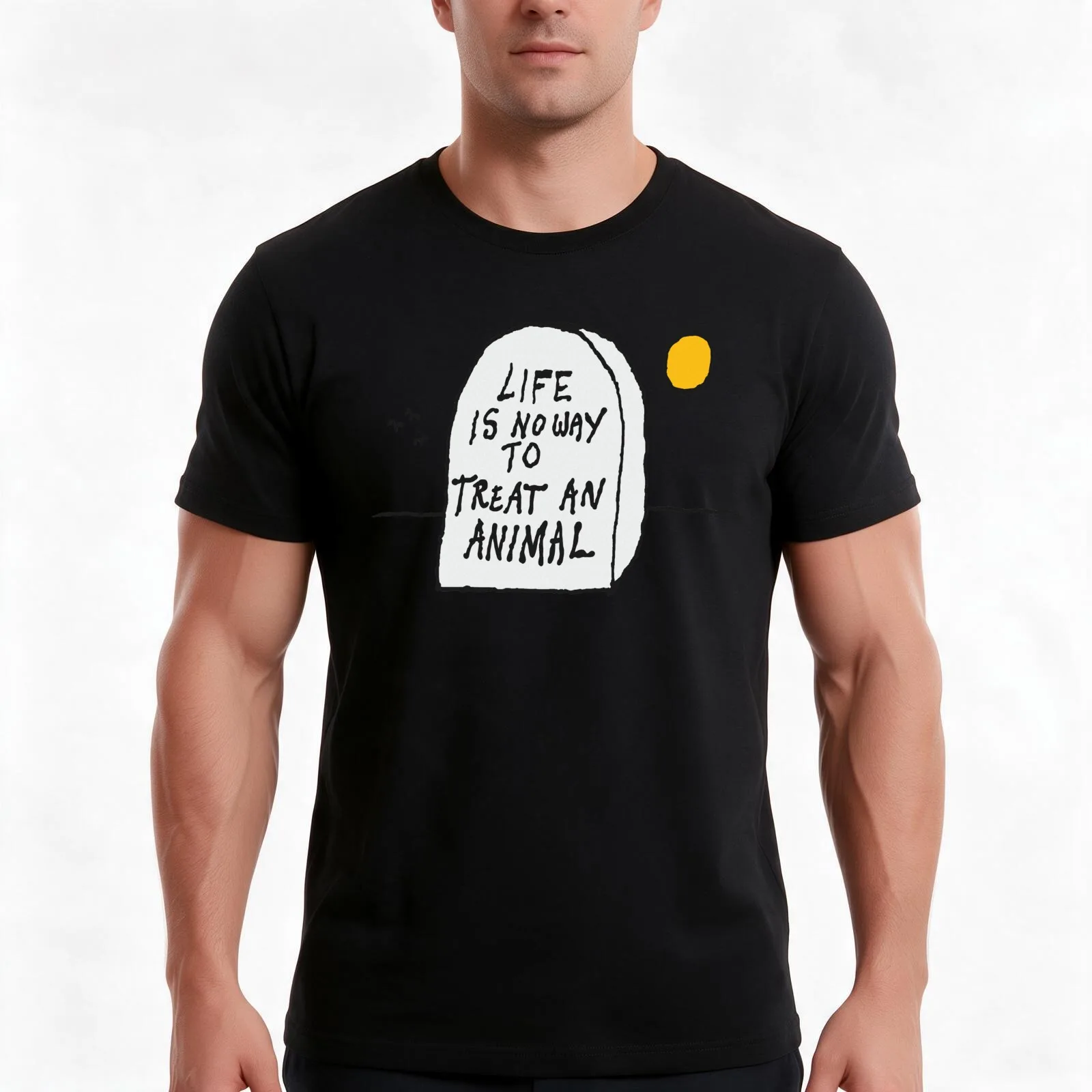 Life is no way to treat an animal. T-Shirt, Summer Casual Cotton Tee, Oversized Streetwear Tops, Vintage Graphic Print