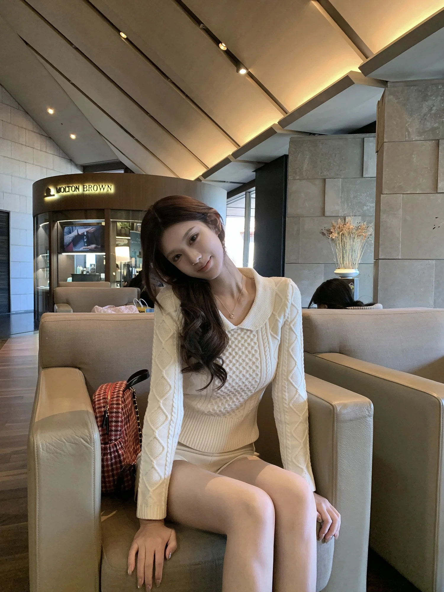 

Wuuus Peter Pan Collar Long Sve Women's Knitted Sweater Twist Knit Top Sweet Sle Faionable Autumn Winter irt