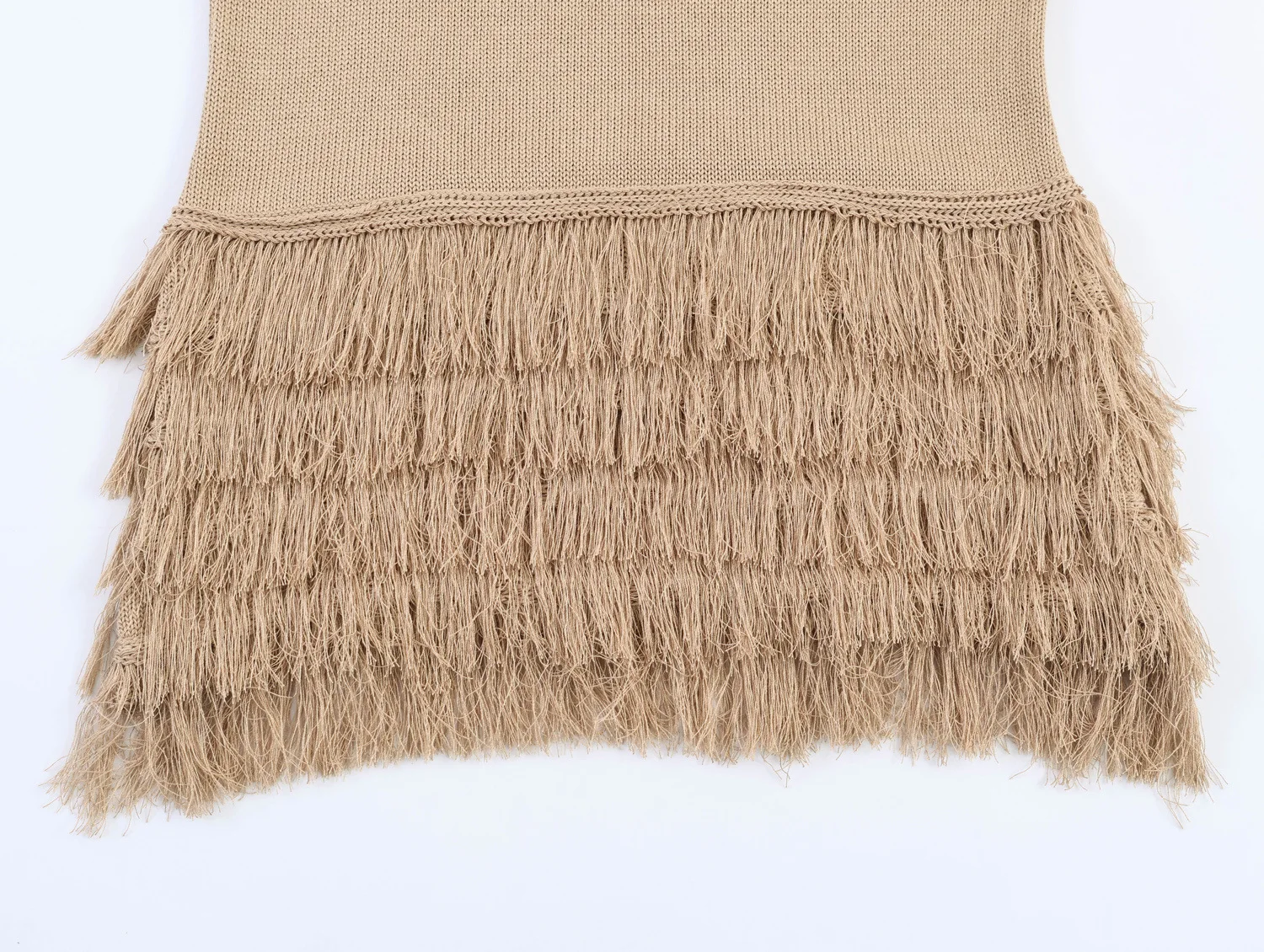 Bohemia Quasten-Strandtop für Damen – Ärmelloses Vintage-Stricktop mit O-Ausschnitt für den Sommer – Detail 8