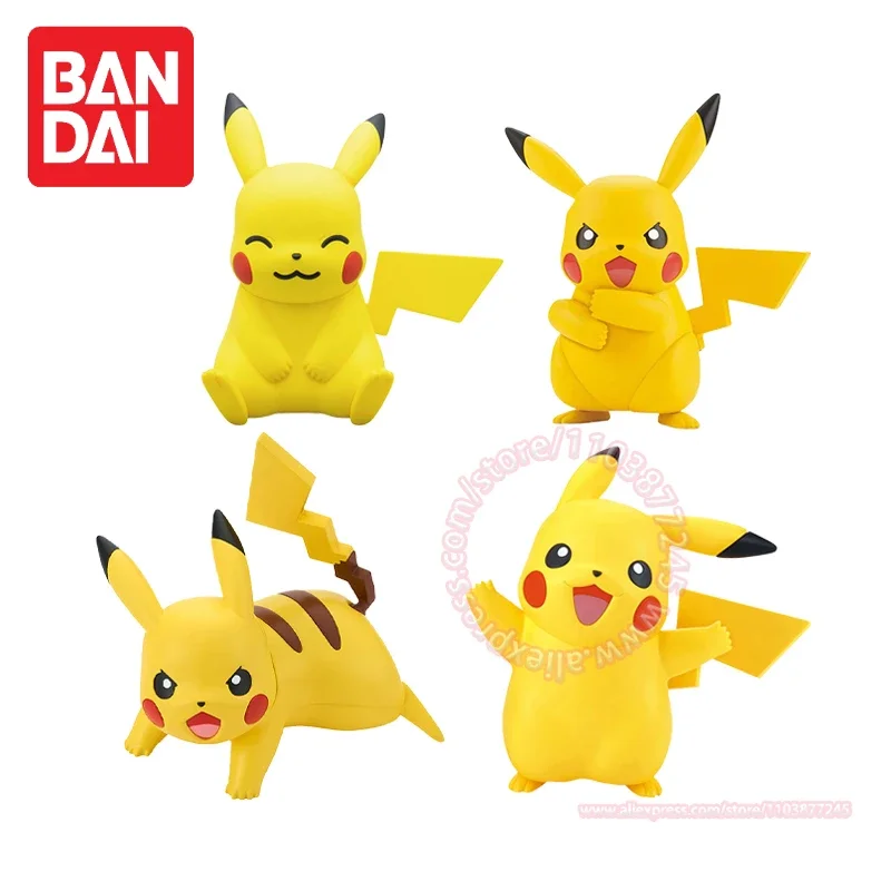 BANDAI Pokemon PLAMO Pikachu mano regalo de cumpleaños para niños modelo de ensamblaje juguete de moda decoración de mesa postura sentada