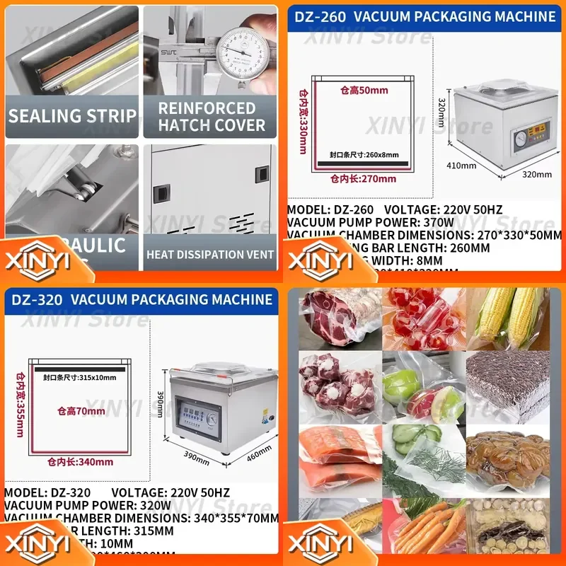 for Internal Suction Plastic Sealing Machine Vacuum Sealer for Dry and Wet Application Single-Chamber Vacuum Packing Machine