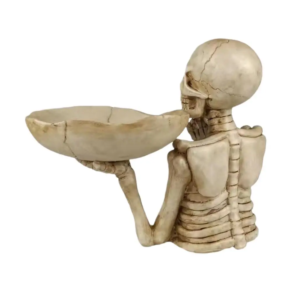 

Halloween Skeleton Storage Tray Key Fruit Snack Storage Tray Resin Punk Skull Halloween Gothic Home Desk Decoration
