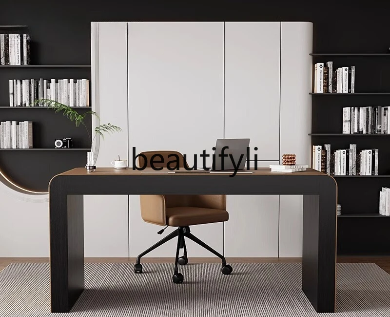 

Minimalist Saddle Leather Desk Modern Simple Computer Office Desk