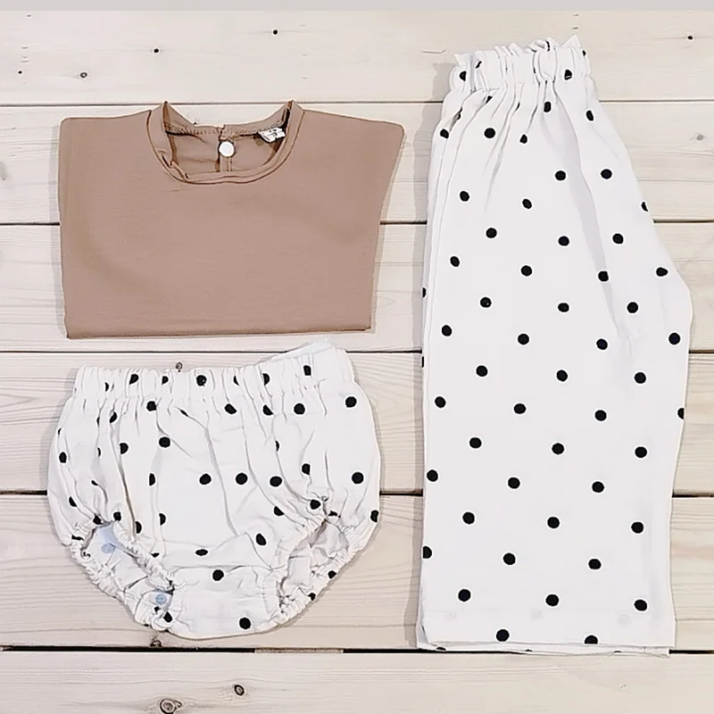 Summer New Baby Linen Pants Korean Kids Spring Organic Cotton Loose Polka Dot Pants Boys And Girls Lantern Trousers