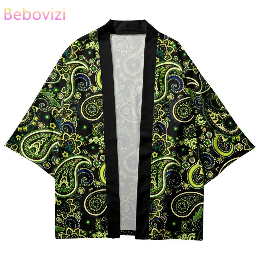 

Fashion Streetwear Cashew Flowers Print Kimono Casual Traditional Cardigan Women Men Beach Yukata Harajuku Japanese Style Haori