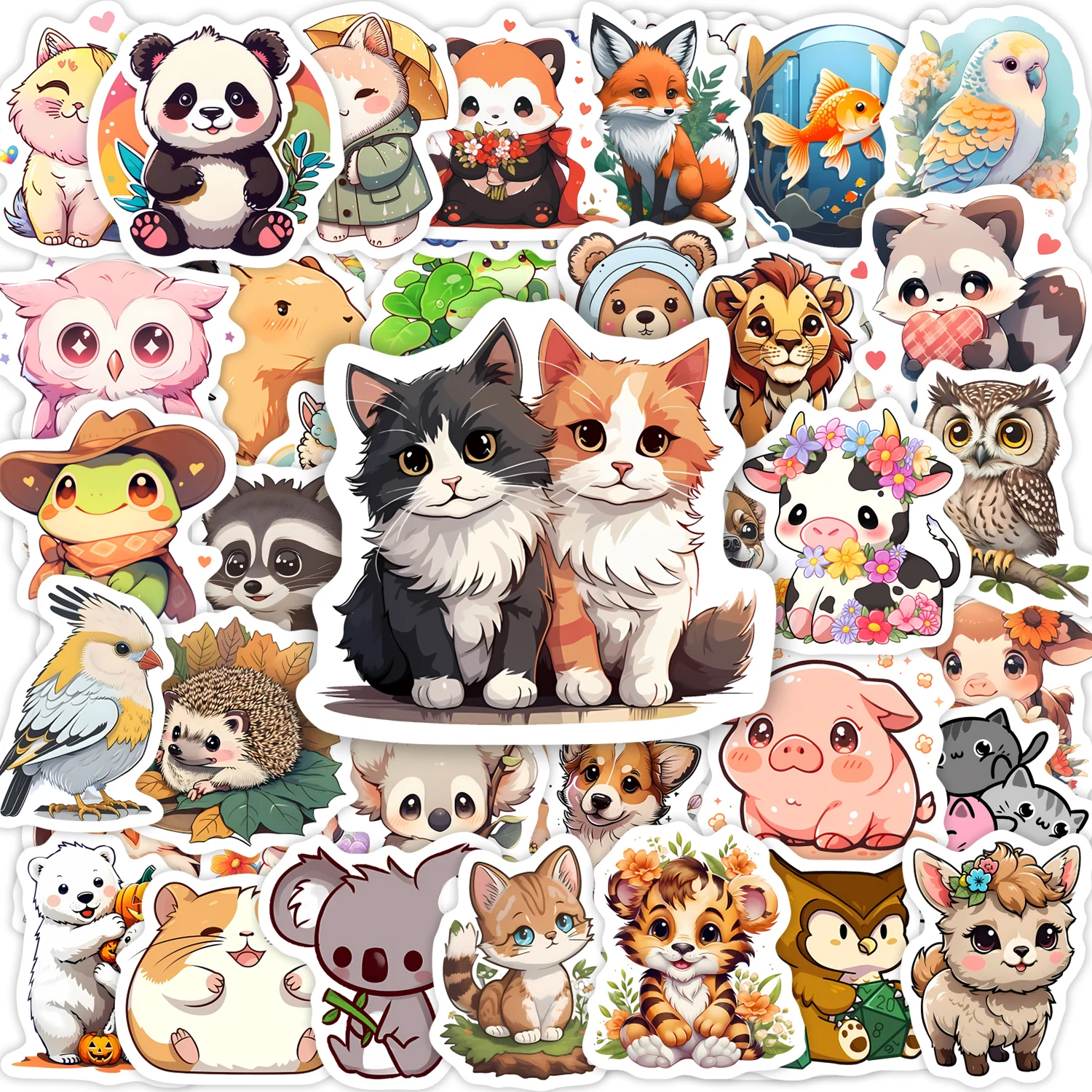Kawaii naklejki ze zwierzętami słodkie zwierzątko szczeniak kotek krowa sowa jednorożec jeż dla dzieci kreskówka prezent wodoodporny dla DIY kubek Laptop telefon