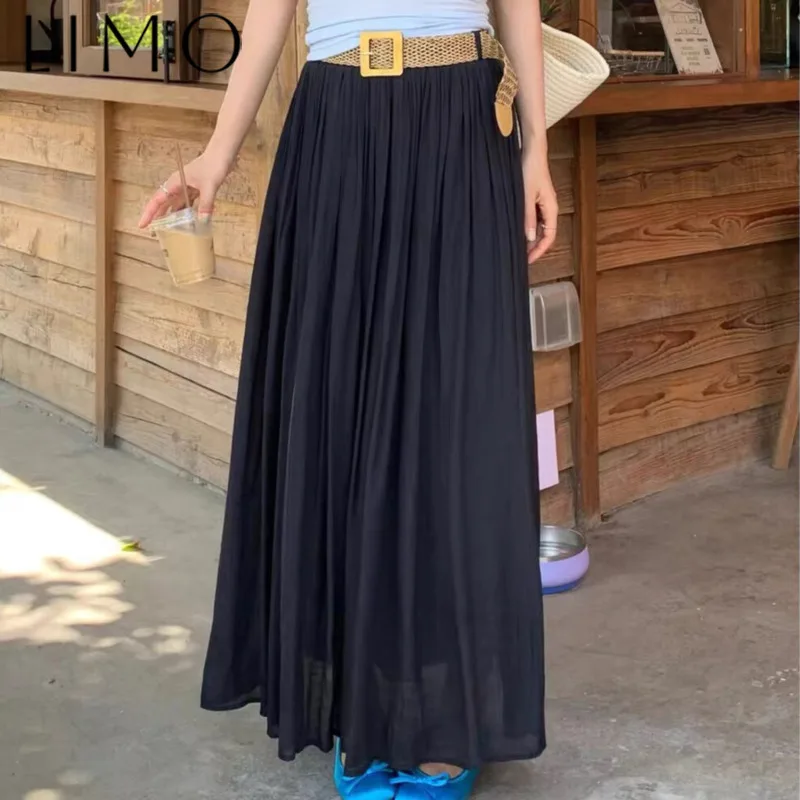 

LIMO Elegant Flowy Midi Skirt - Pure Color A-Line Skirt, Thin & Flared, Slimming, Casual Daily Wear, Versatile Lazy Outfit