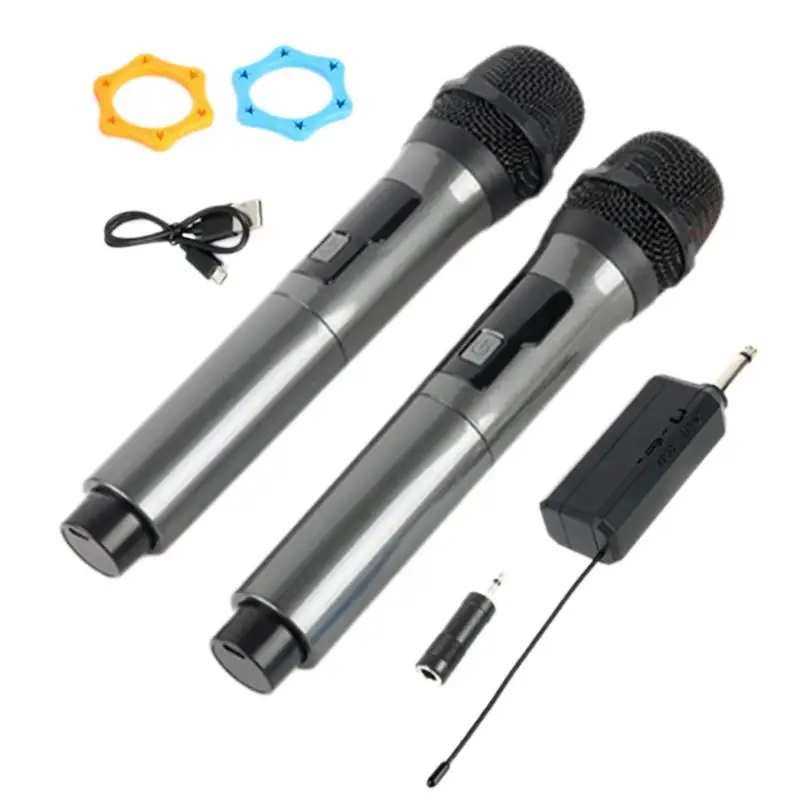 Wireless Microphones Rechargeable Receiver Karaoke Cordless Microphones Clear Sound Noise Reduction Microphone System Set For