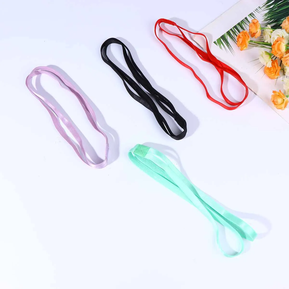 

4Pcs Non-Slip Sports Headband Elastic Hair Colors Perfect for Yoga Running Gym Basketball Fitness Outdoor