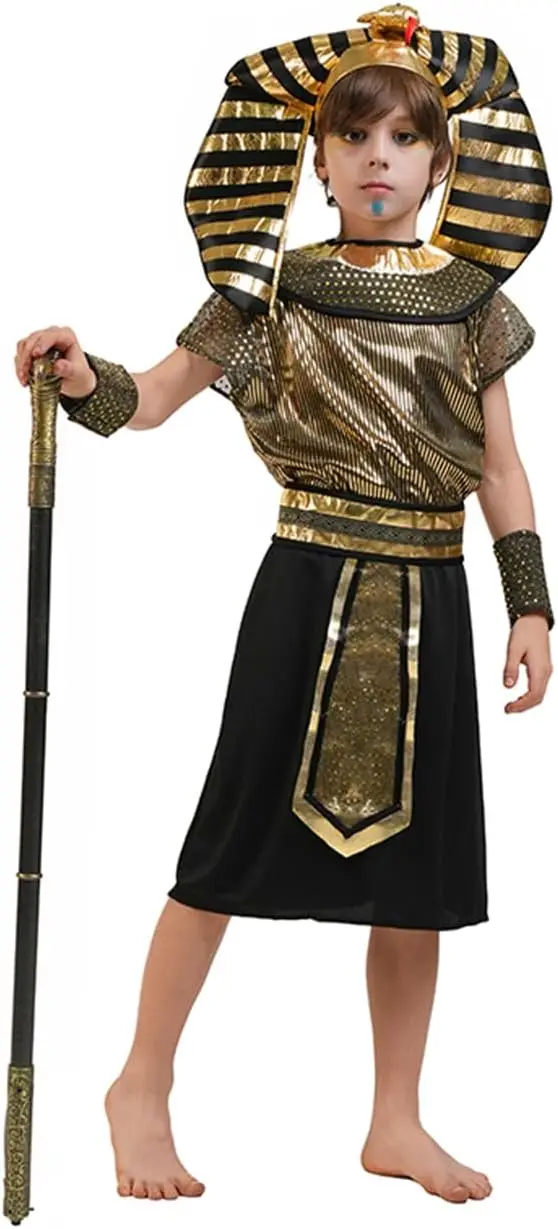 Children Halloween Egyptian Traditional Costumes Fantasia Boys Kids The Pharaoh Of Egypt Cosplay Carnival Masquerade Dress
