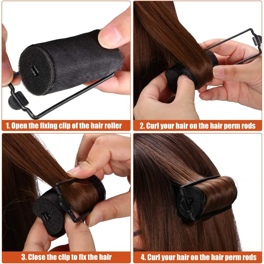 40 قطعة من بكرات الشعر الإسفنجية ذات لمسة نهائية من الساتان مع مشابك أسنان البط لتصفيف الشعر الاحترافي في المنزل أو الصالون يستخدم متعدد المقاسات D #4