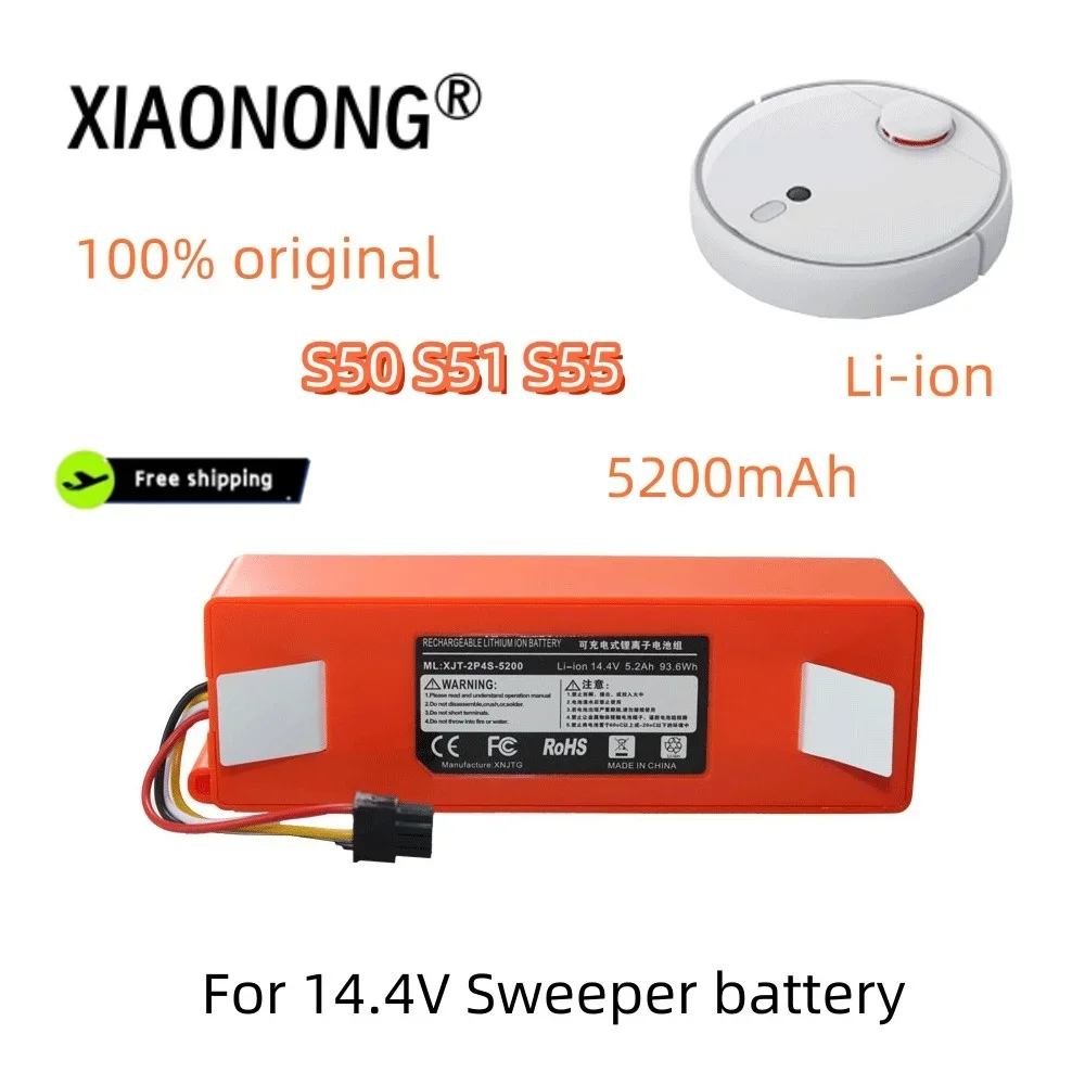 

14.4V For Xiaomi Robot Roborock S50 S51 S55 Accessory 5200mAh Li-ion BatterylRobotic Vacuum Cleaner Replacement Battery