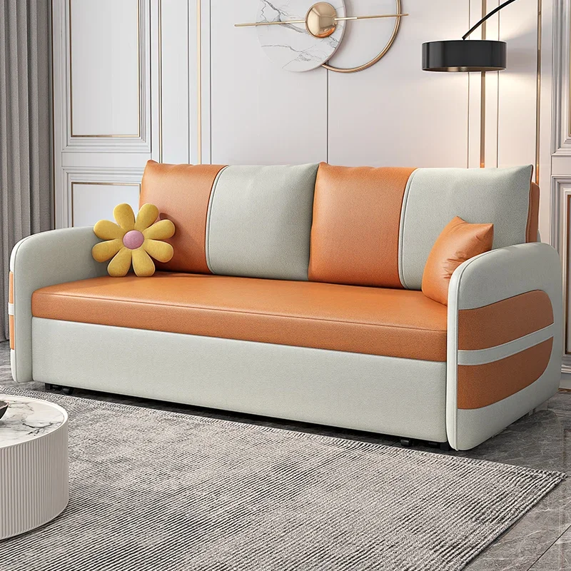 Sofabed dual-purpose folding living room for adults to sit and lie down Small-sized technology cloth Simple multifunctional push