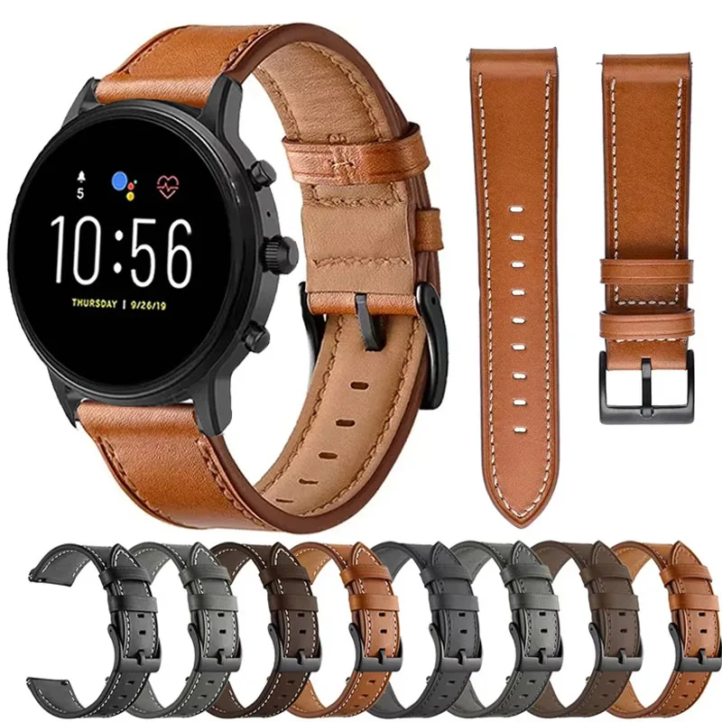 Correa de reloj de cuero de 22mm para Fossil GEN 6, pulsera de 44mm para Fossil GEN 5E 44mm/GEN 5 LTE 45mm/Julianna Garrett Carlyle HR