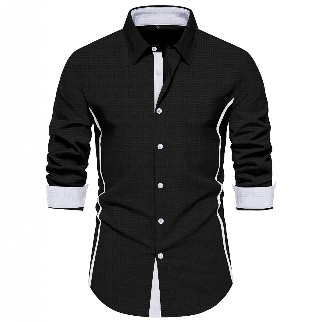 New spring and autumn Men\'s color Shirts business casual daily street outdoor travel lapel cardigan long-sleeved Tops