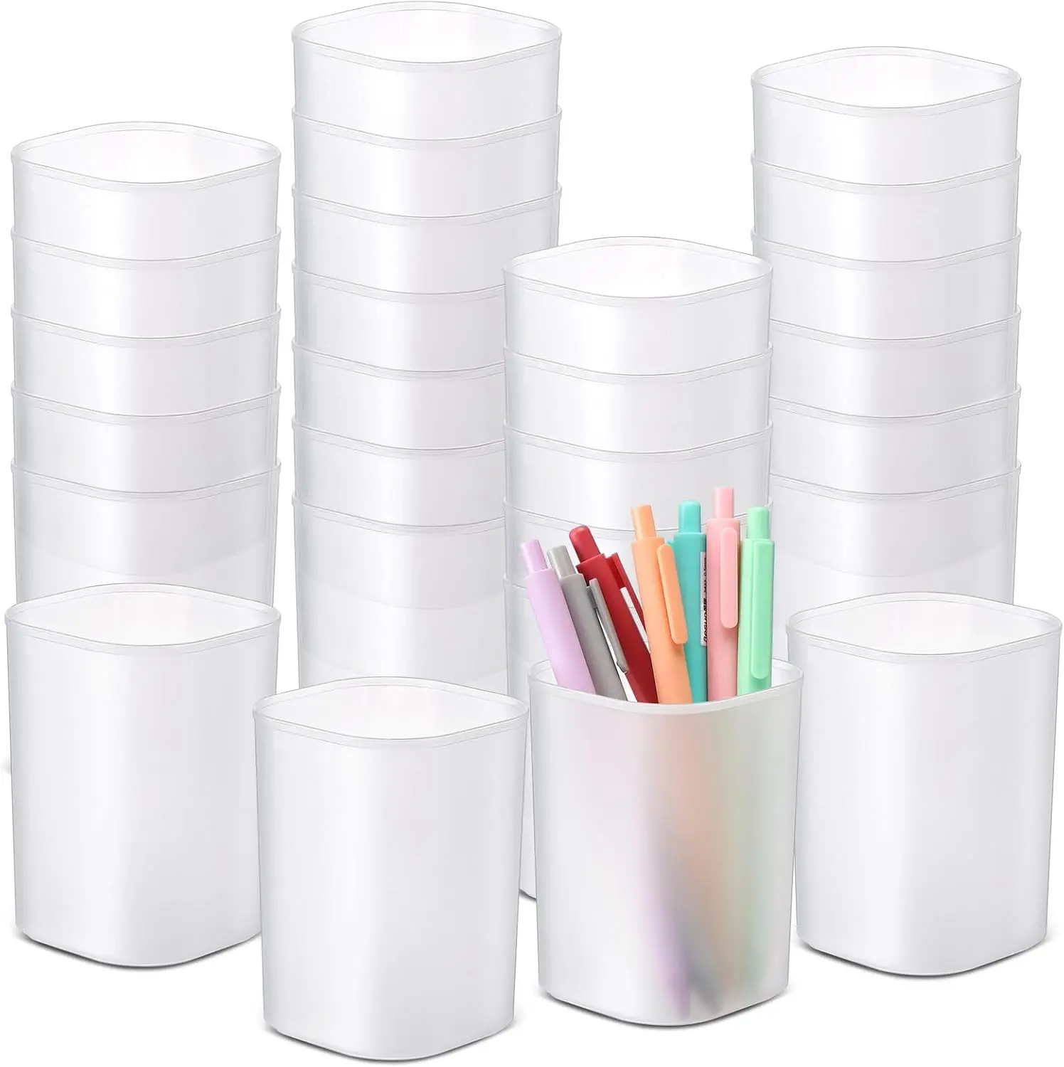 

30 Pack Pen Holder Pen Cups for Desk Organizers and Storage Stationery Plastic Matte Pencil Holder Cups for Office Home Supplies