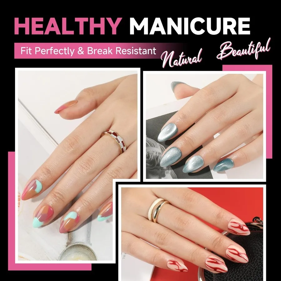 Korte Amandel Nageltips 312 stuks Korte Amandel Gel Nageltips Vorm Pre Geëtst Pr Op Nagels Helder Acryl Nepnagels Geen C Curve voor F