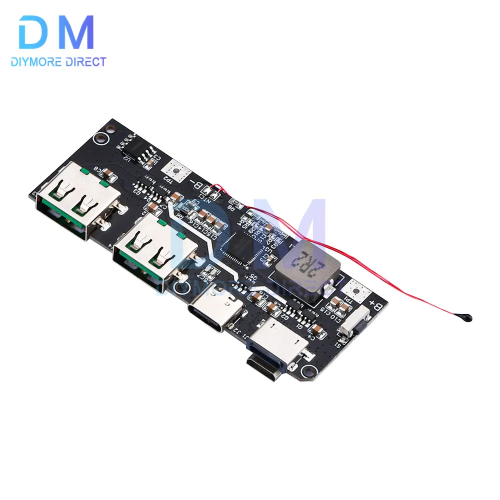 Temperature / Circuit Protection QC4.0 PD3.0 Dual USB 5V 4.5A 22.5W Micro/Type-C USB Mobile Power Bank 18650 Charging Module