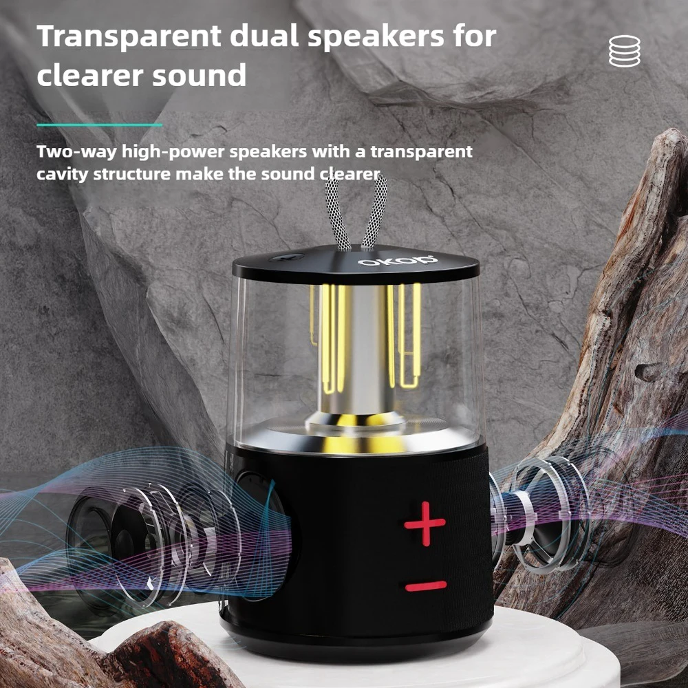 OKOP سمّاعات بلوتوث، مكبر صوت خارجي، ضوء التخييم، مكبرات صوت بلوتوث، مضخم صوت، سطح المكتب المنزلي مصباح مكتبي LED متعدد الوظائف #5