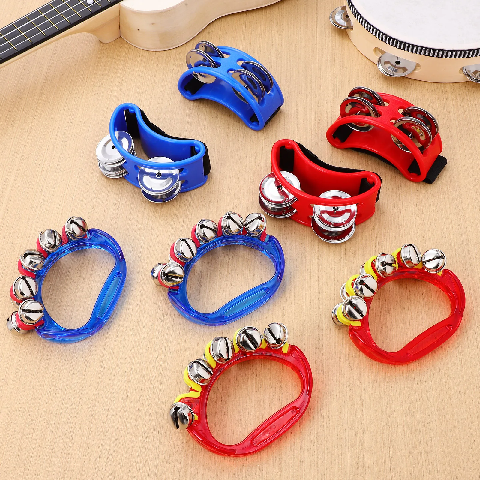 8 個手首フットベルカラフルな楽器子供リズムクリスマスパーティー好意プラスチック金属ハンドベル足首