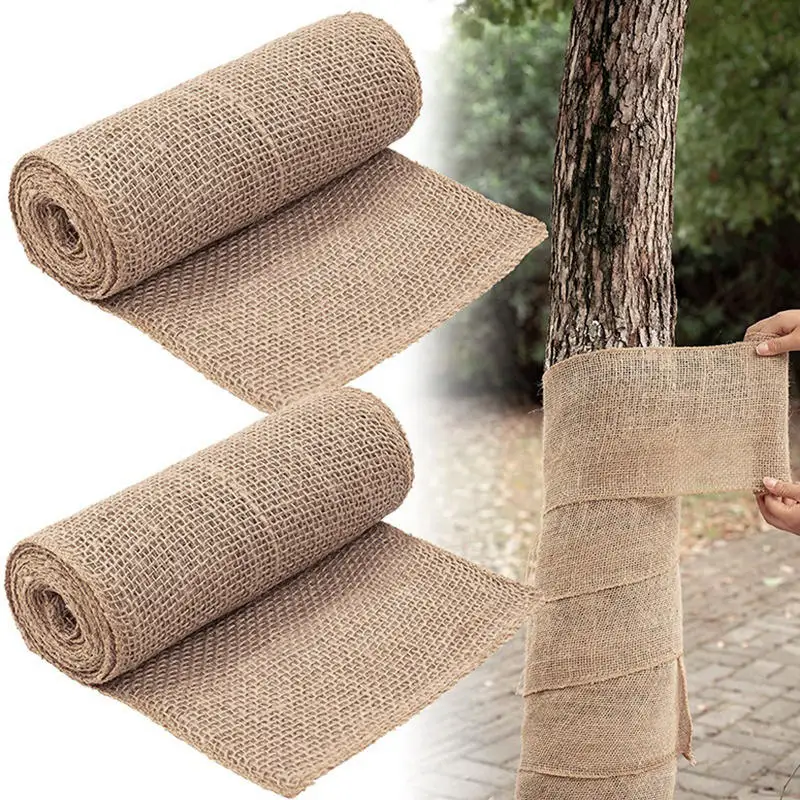 3M/Roll Wrap Winter-Proof Plants Bandag Natural Jute Wrapping Burlap Ribbon For Christmas Crafts Winter Tree Protector E