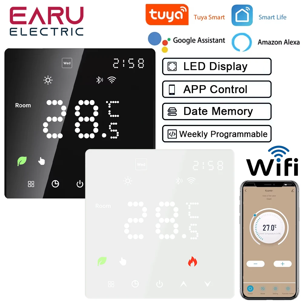 Tuya WiFi Smart Thermostat Electric Floor Heating TRV Water Gas Boiler Temperature Voice Remote Controller for Google Home Alexa